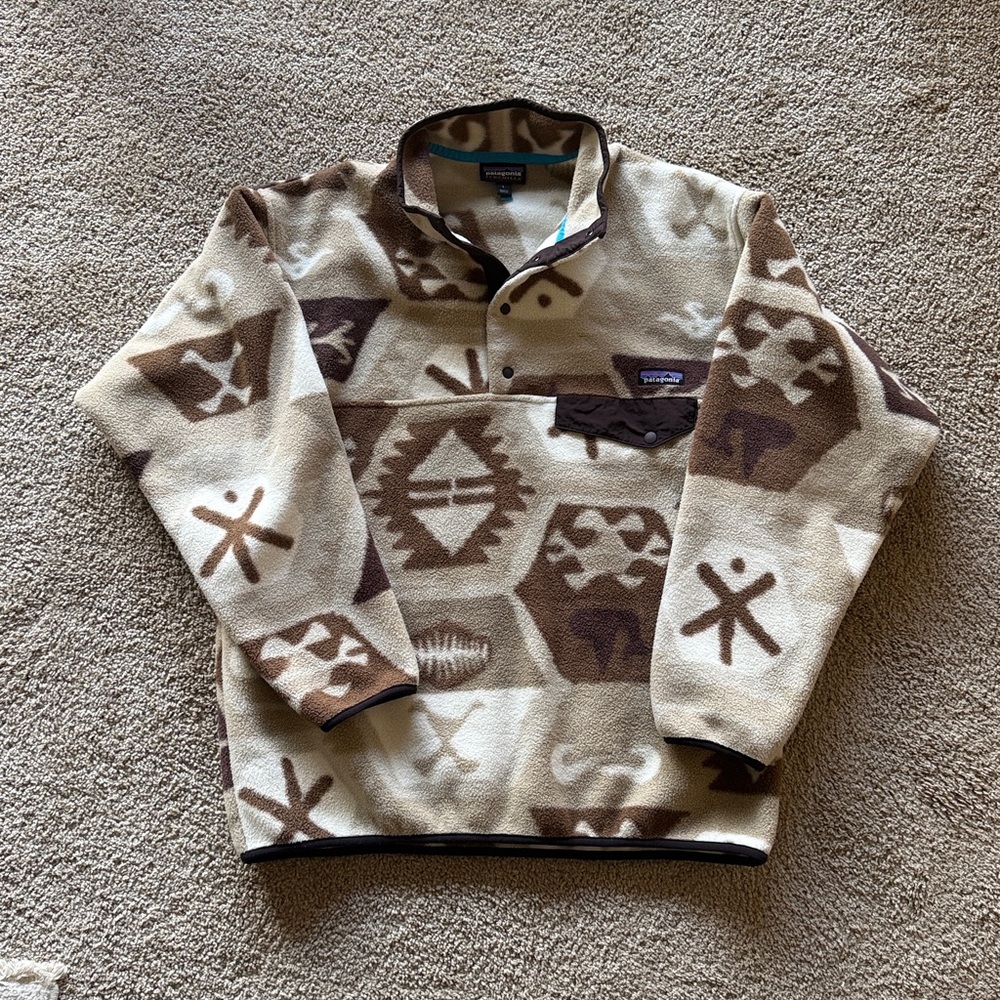 Patagonia Synchilla Fleece Pullover - Cream and Brown